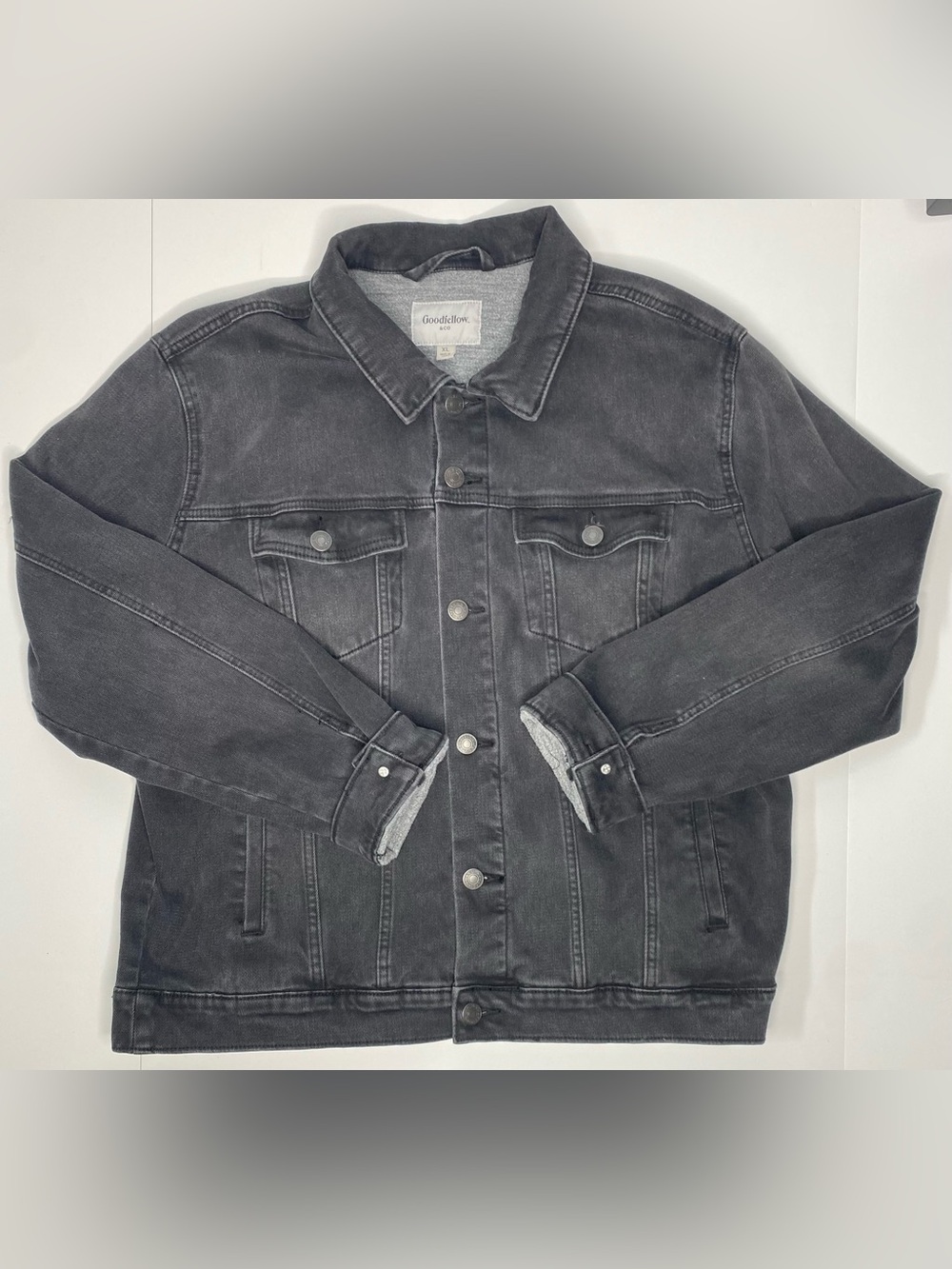 Goodfellow Target Trucker Black Denim Jean Jacket Fleece Lined Sz XL